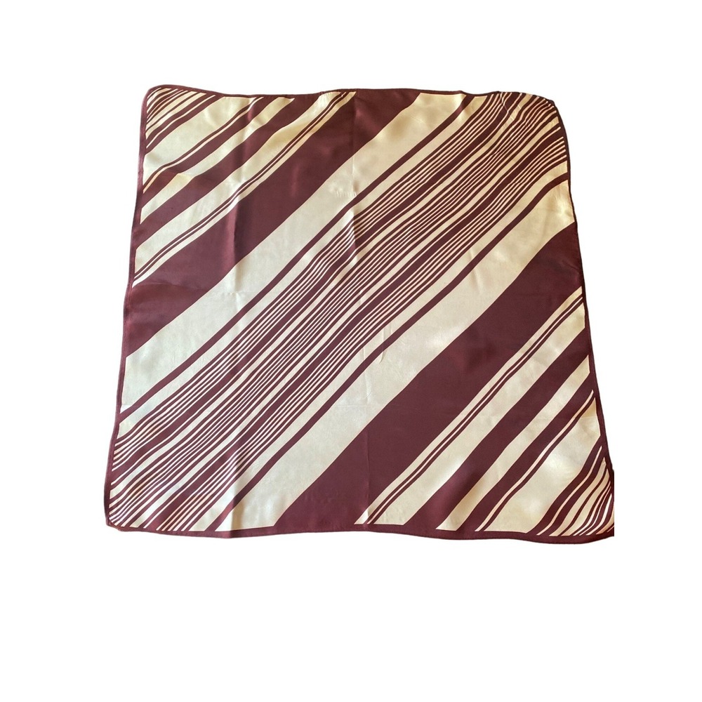Vintage 1960's Burgundy Cream Graphic Stripe Scarf Square
